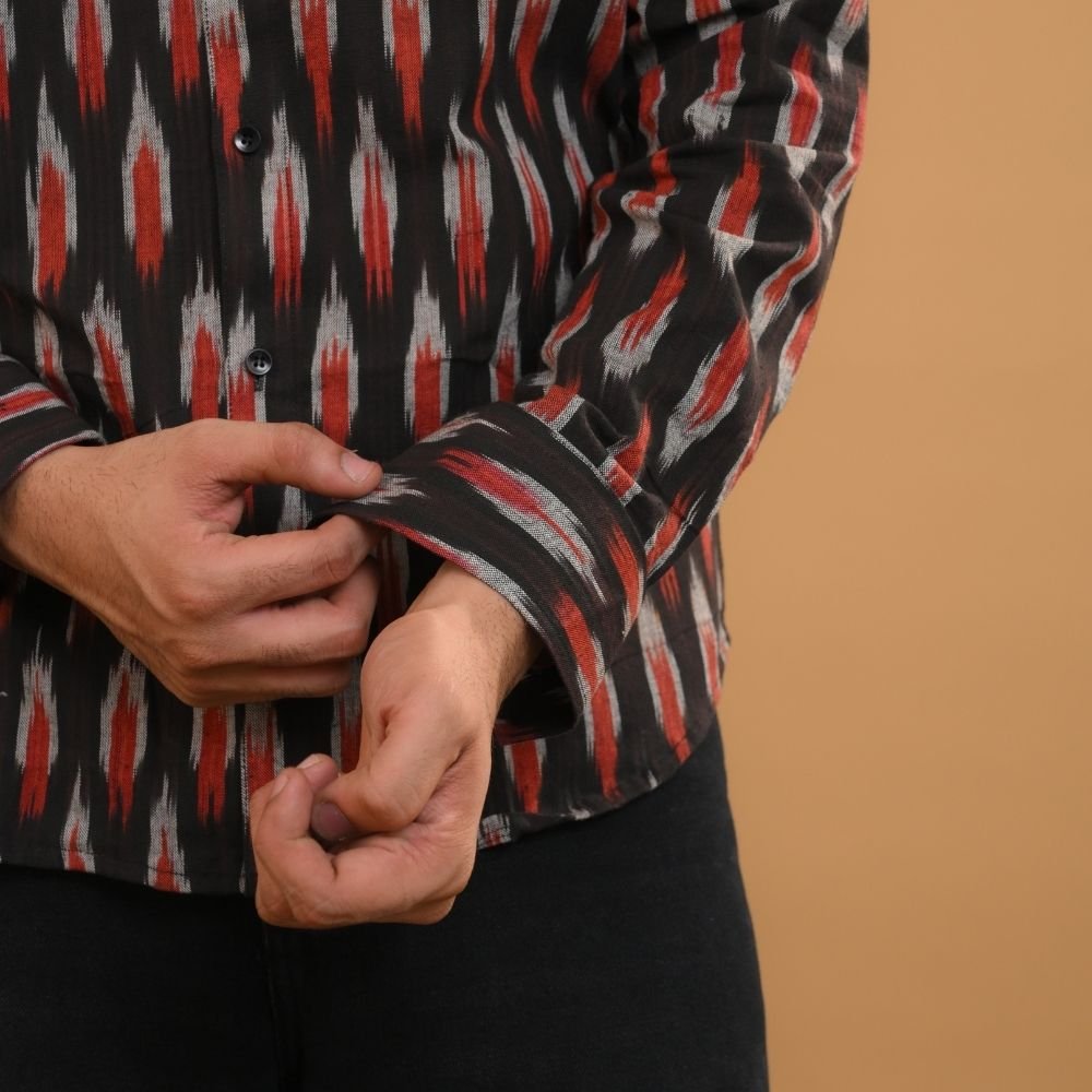 Aartyz black ikat slim fit shirt