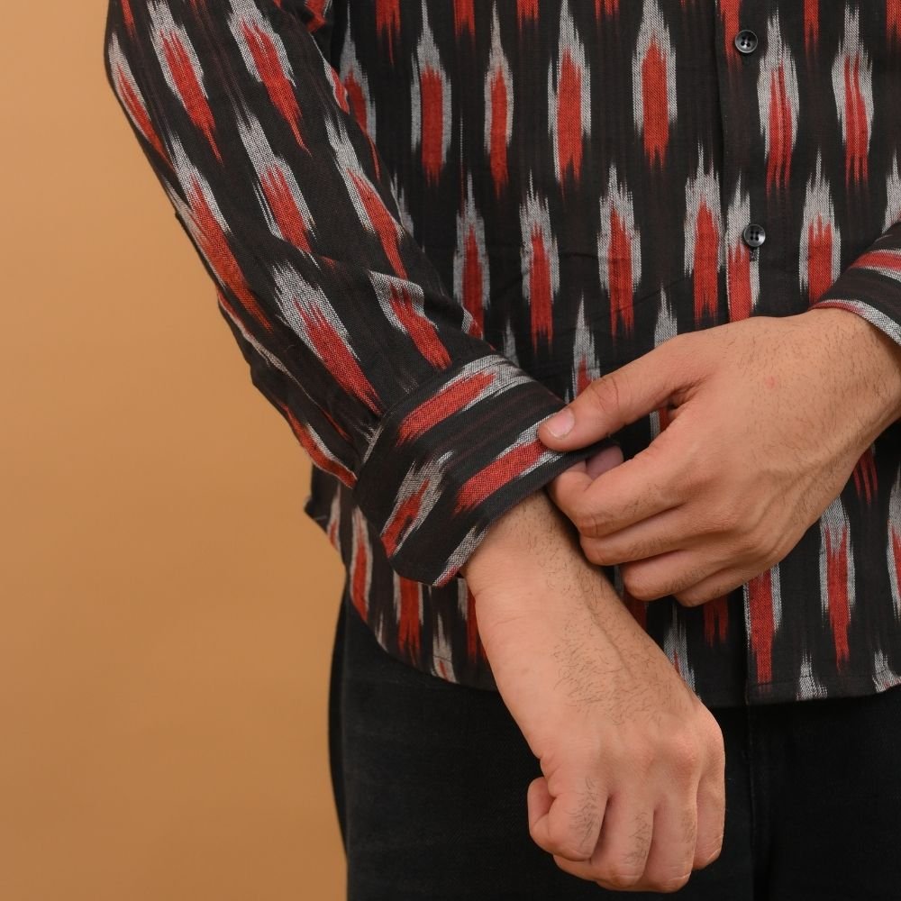Aartyz black ikat slim fit shirt