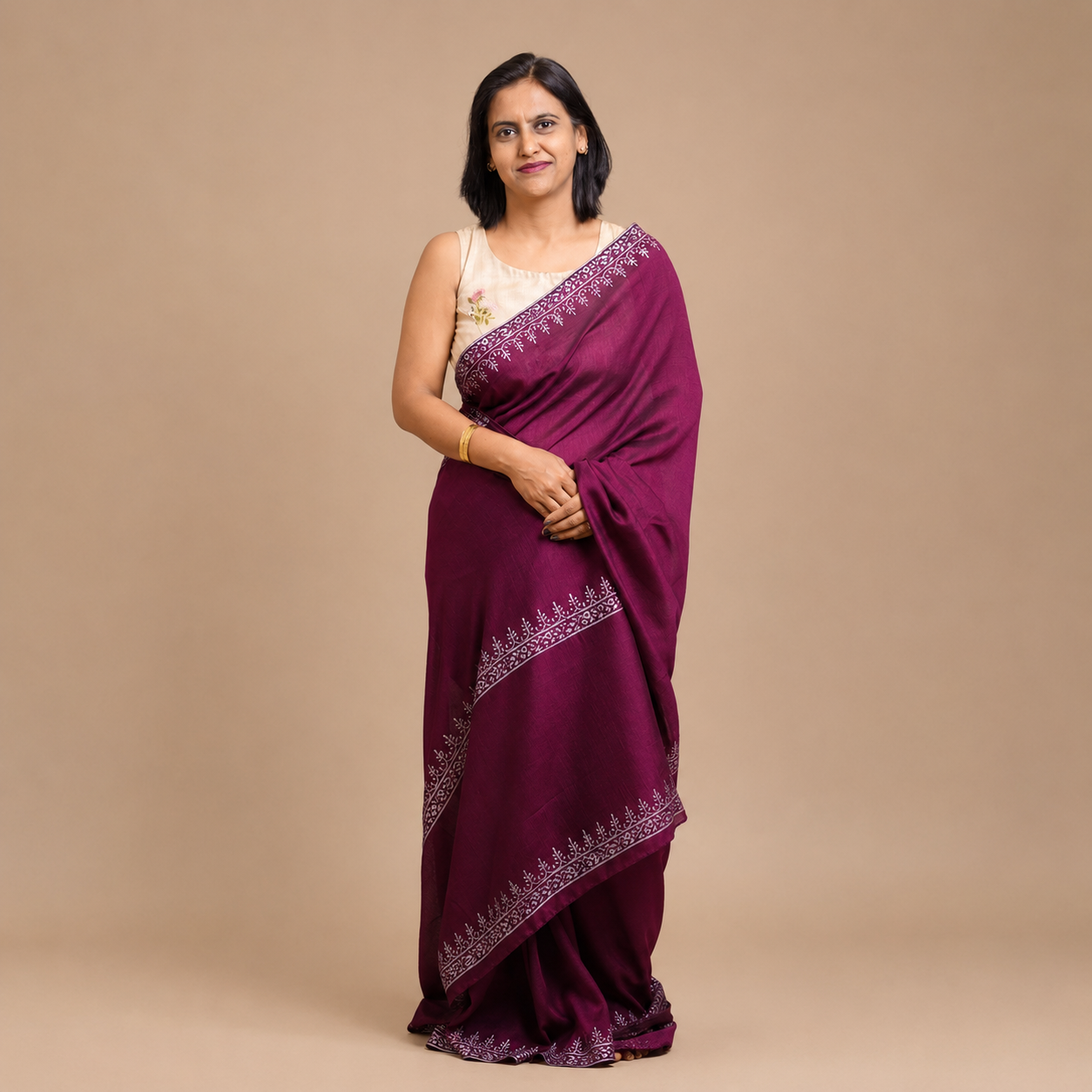 Aartyz silver lines print georgette saree