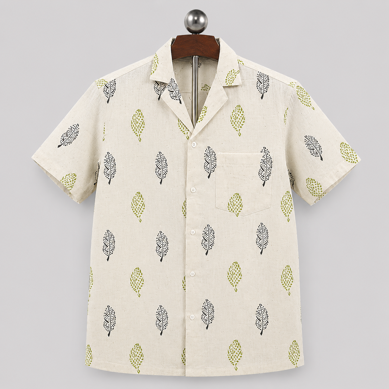 Aartyz leaf motif cotton shirt regular fit