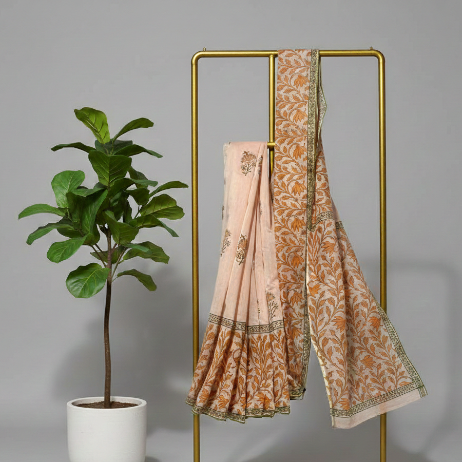 Aartyz peach chanderi saree