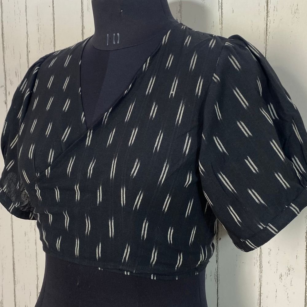 Aartyz black angrakha design blouse