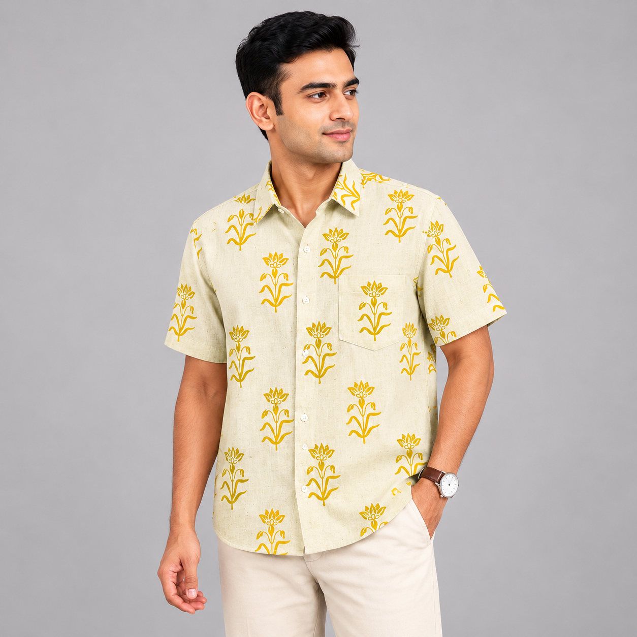 Aartyz dual tone floral motif print shirt