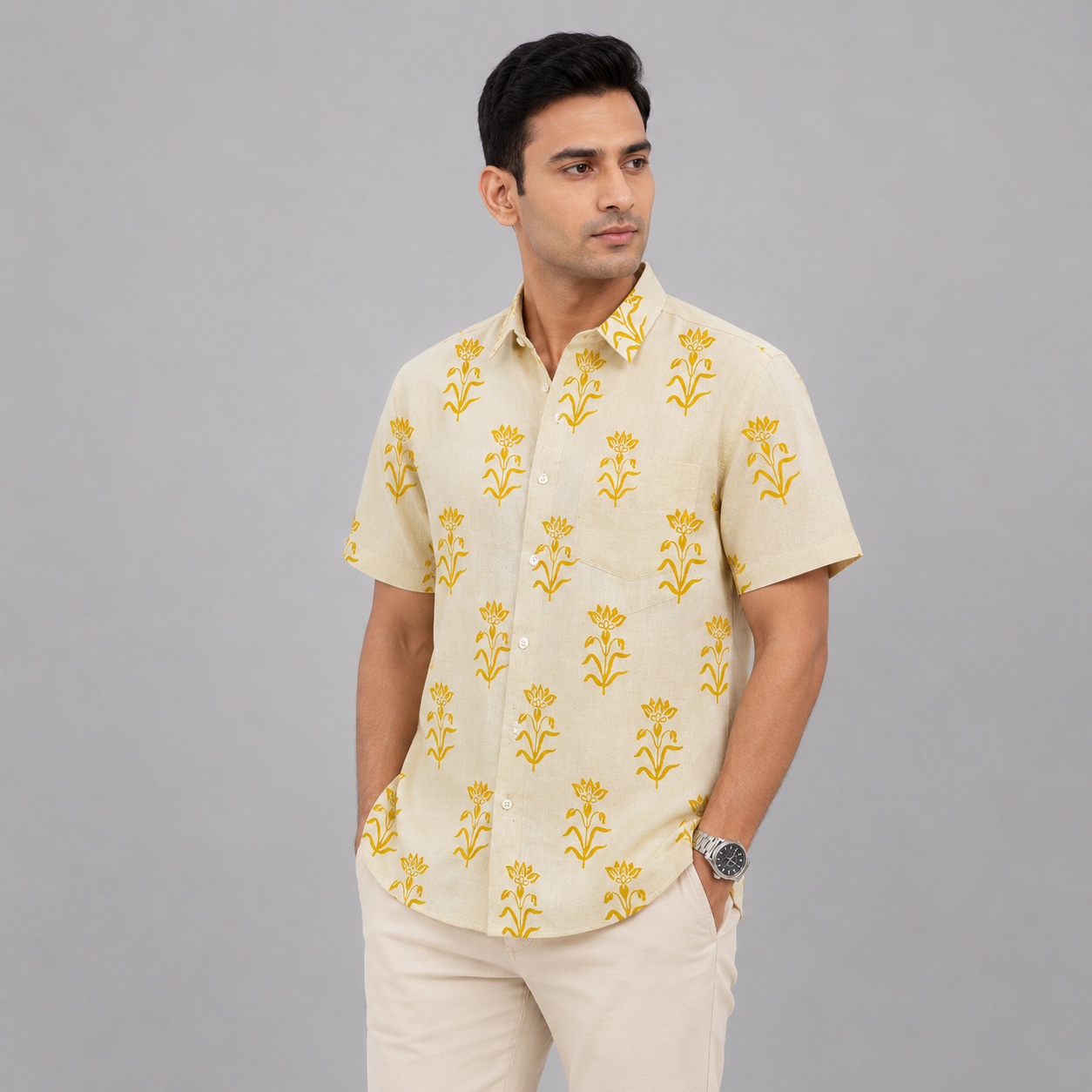 Aartyz dual tone floral motif print shirt