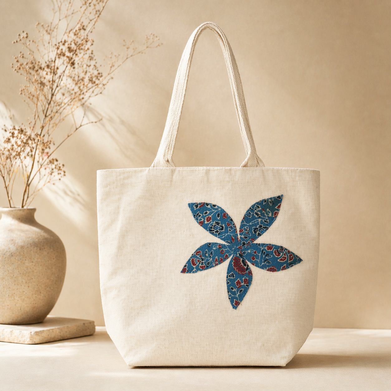 Tote Bag With Patch Work