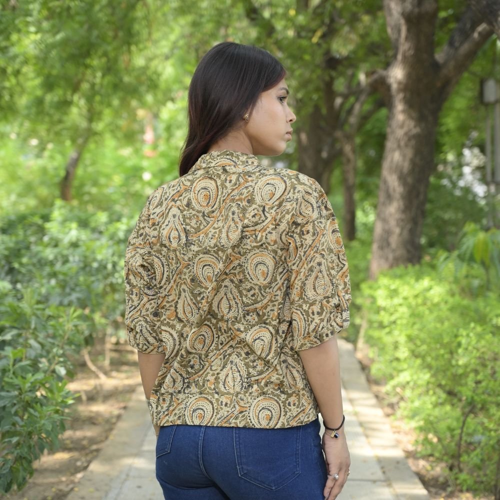 Aartyz olive green kalamkari shirt