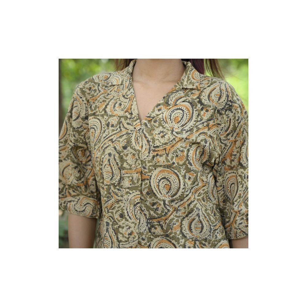 Aartyz olive green kalamkari shirt