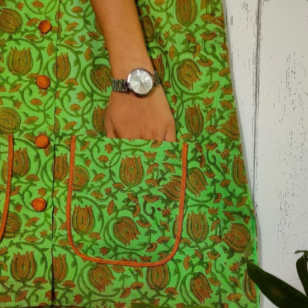 Aartyz green chanderi jacket