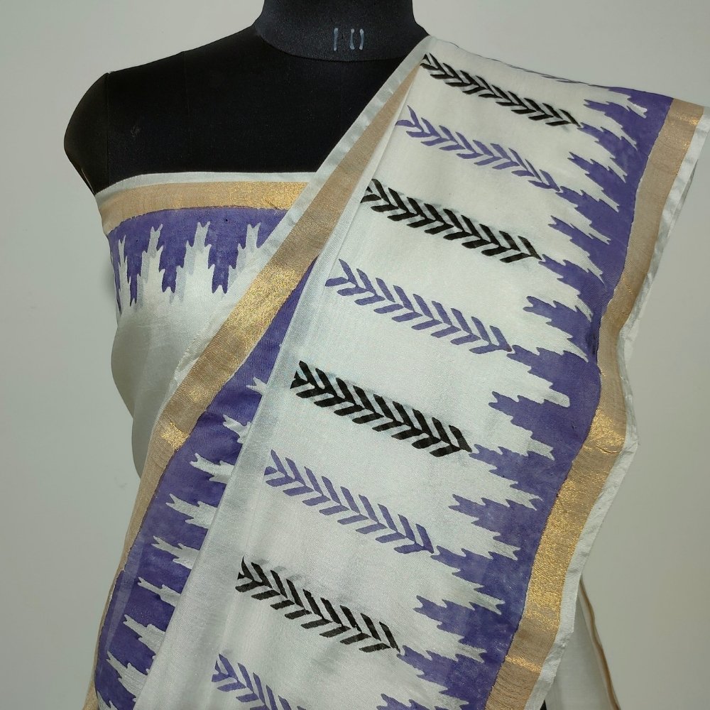 Aartyz lavender geometric print saree