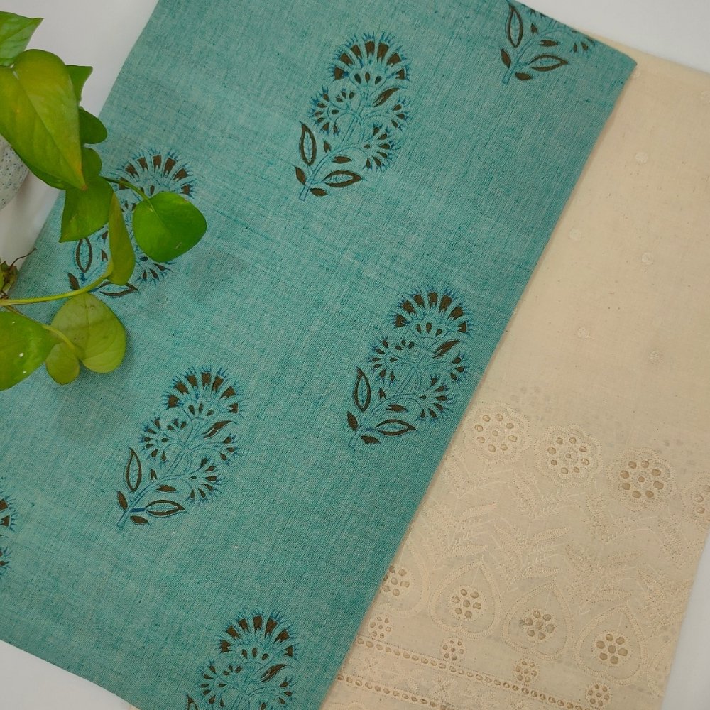 Aartyz green khadi tulip dress material