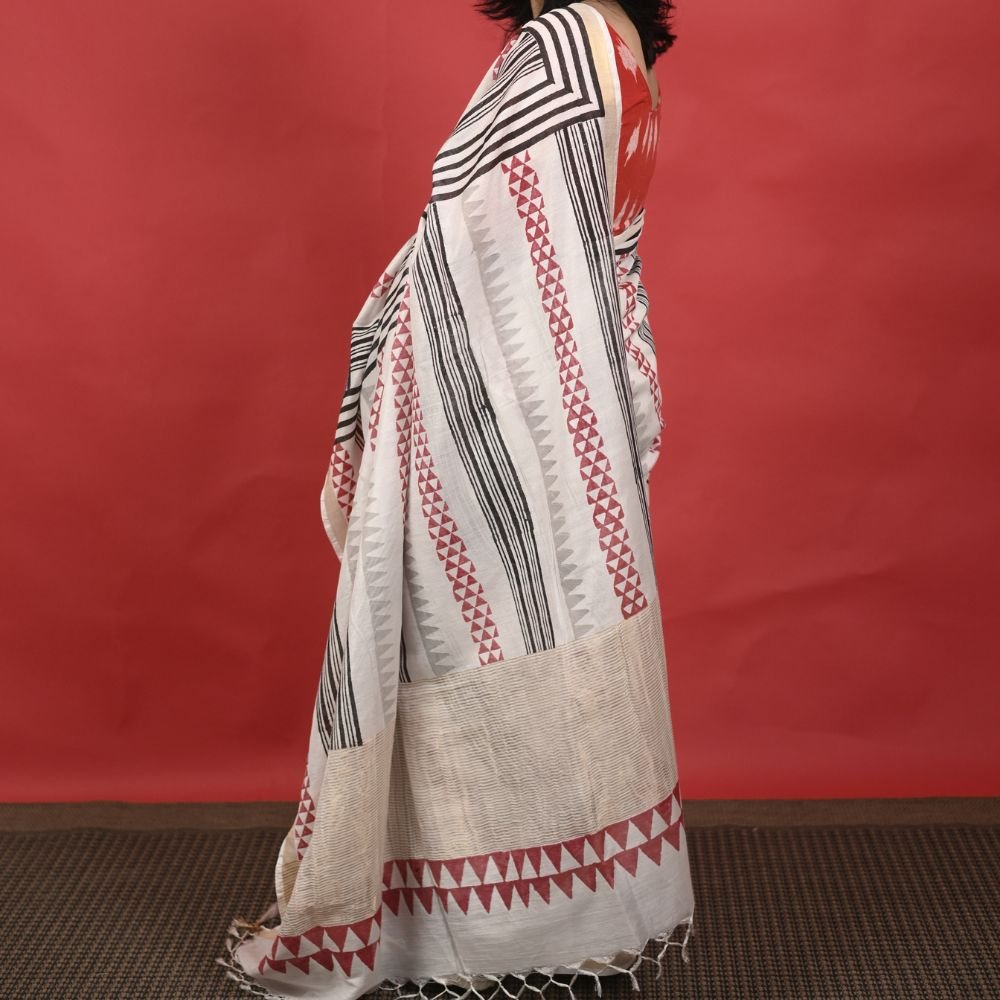 Aartyz geometric print silk saree