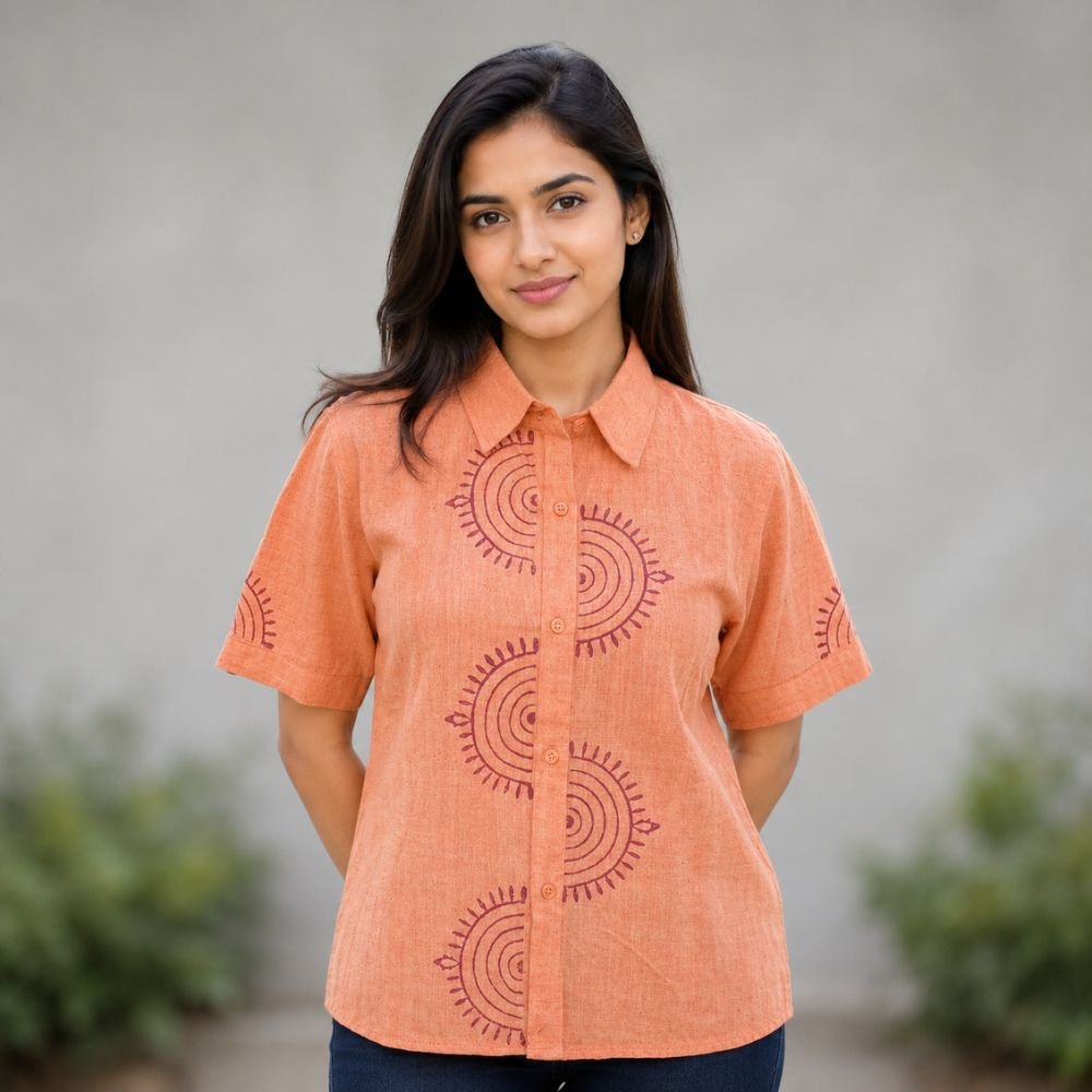 Aartyz orange geometric shirt